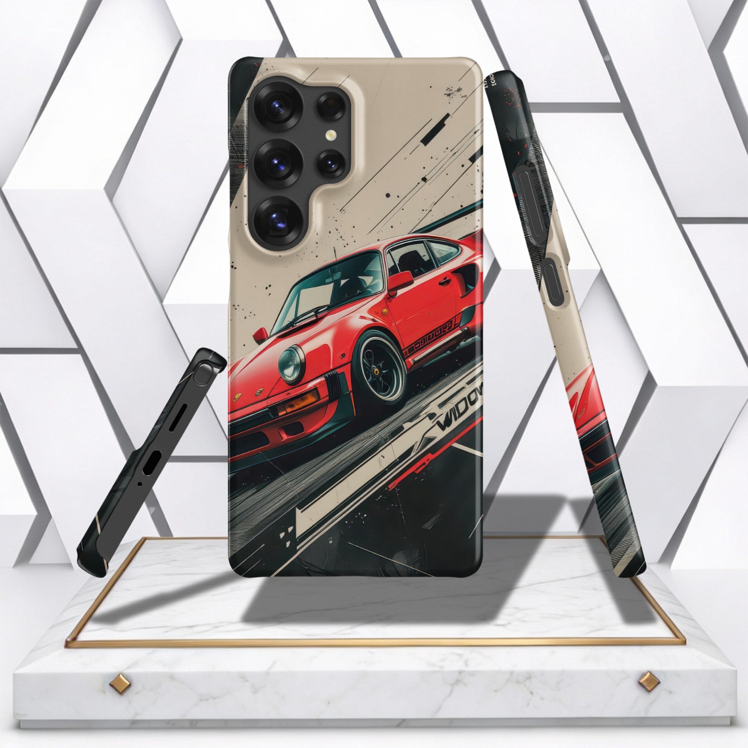 Coocosh phone case with striking red sports car illustration, designed for Samsung Galaxy S23, delivering high-quality protection alongside fashionable appeal for daily adventures.