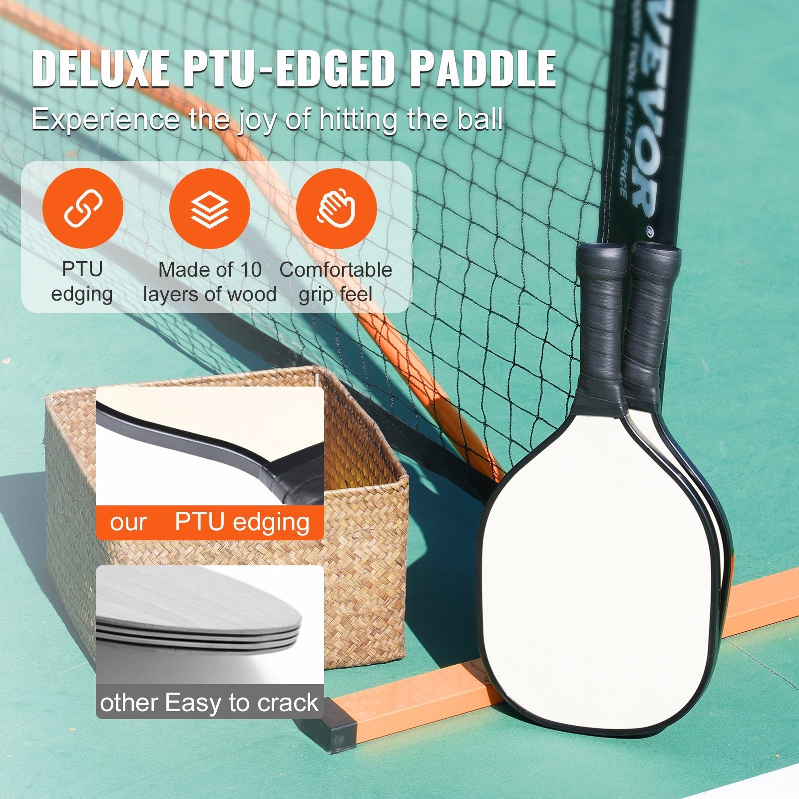 VEVOR Pickleball Net Set, 22FT Regulation Portable System with Paddles & Balls