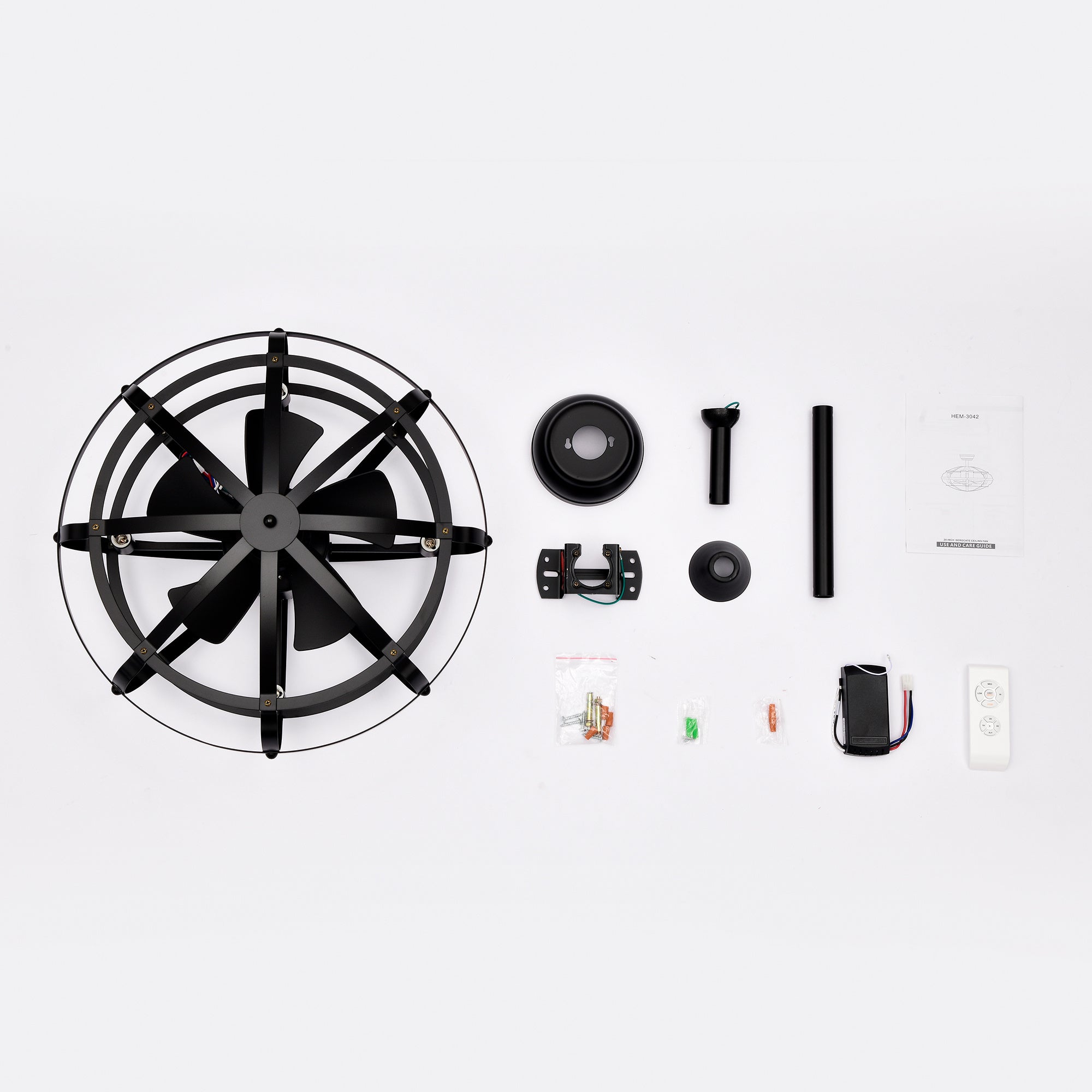 Hot Sell Industrial 18" Caged Ceiling Fan Light Kit - Matte Black