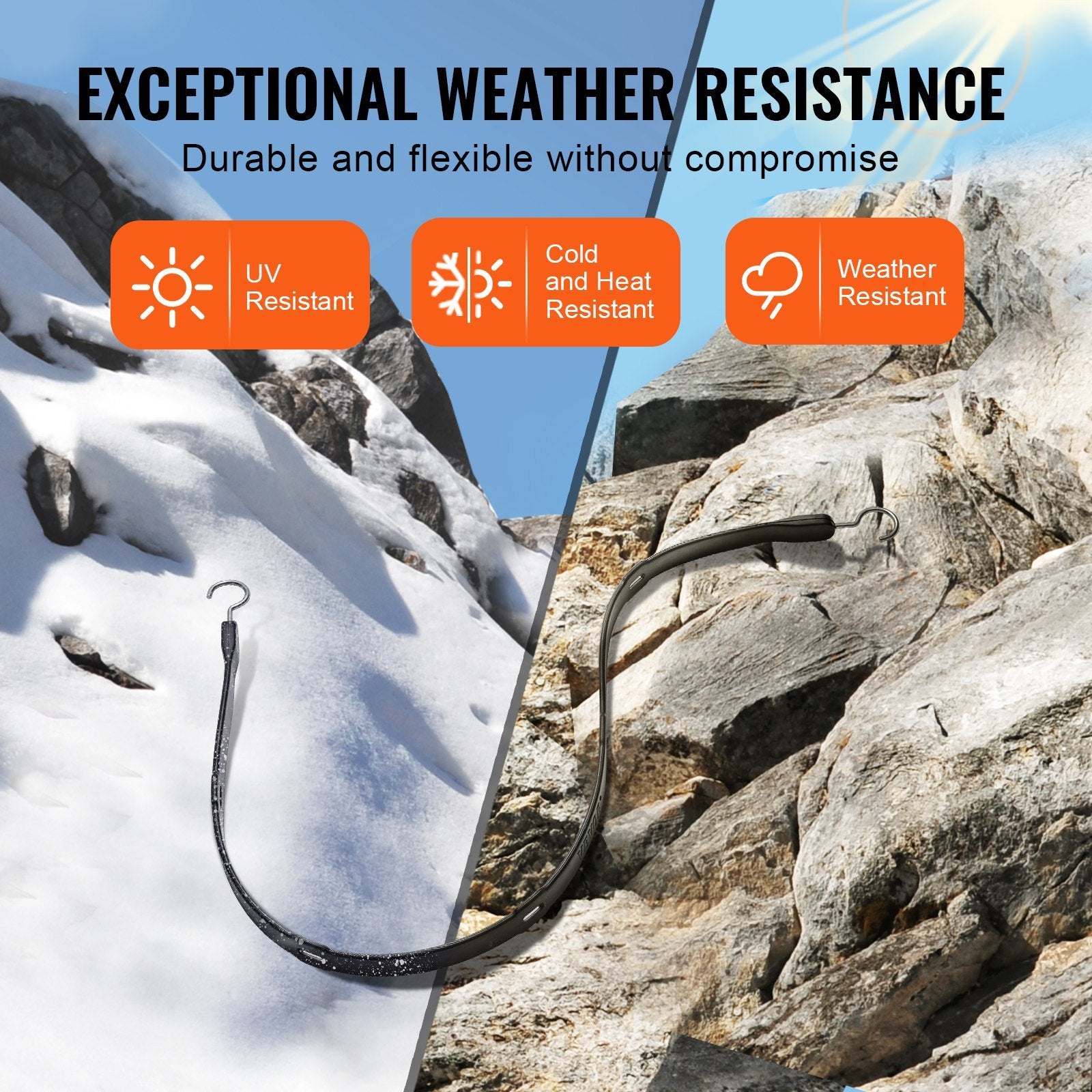 VEVOR 4 Pcs Flat Bungee Cord Set 20 Mm Heavy Duty Bungee Straps With S-Hook