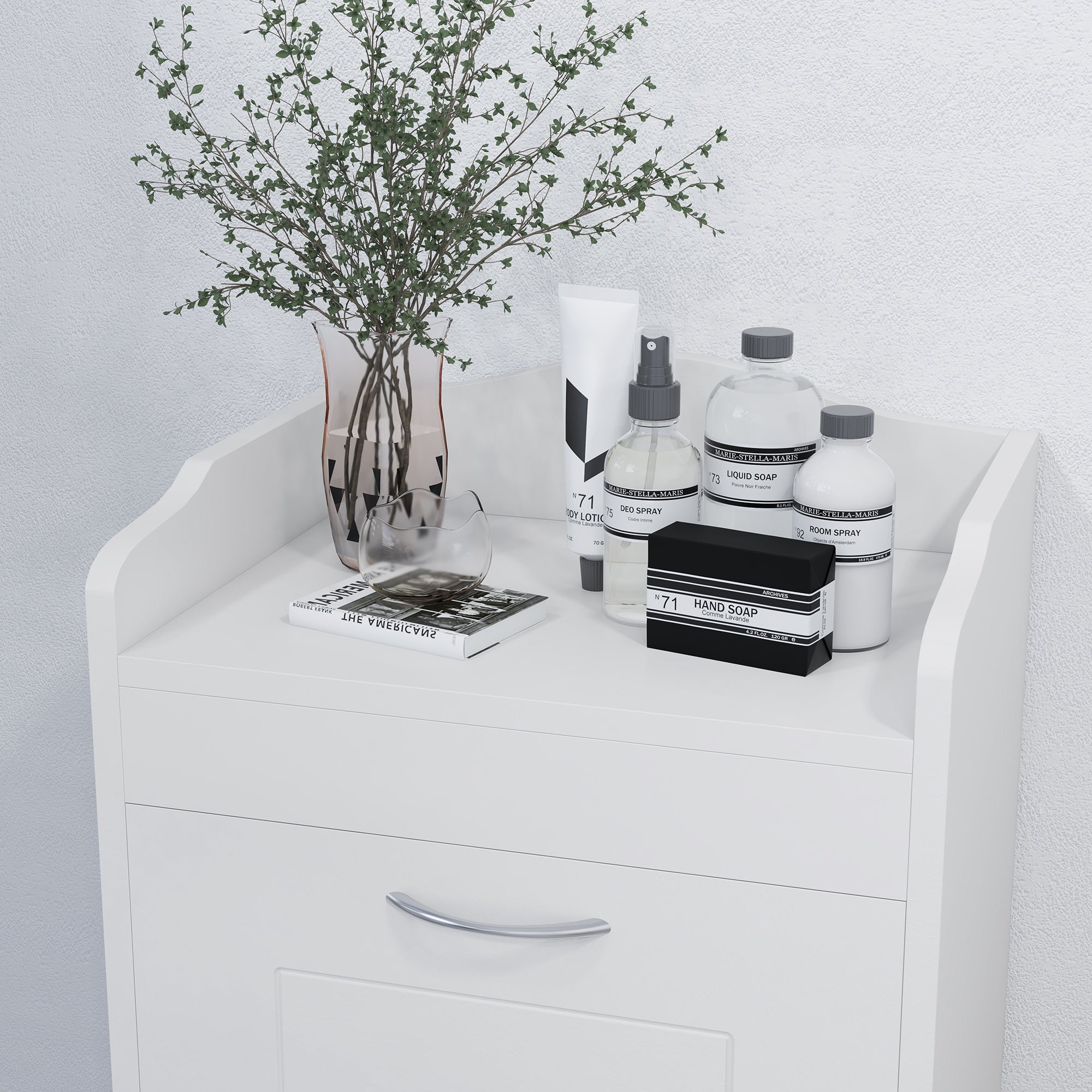 31 Tilt Out Laundry Hamper, Free Standing Bathroom Storage Cabinet Home Organizer - White