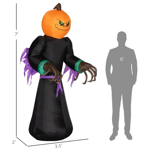 7ft Inflatable Halloween Reaper with LED Lights