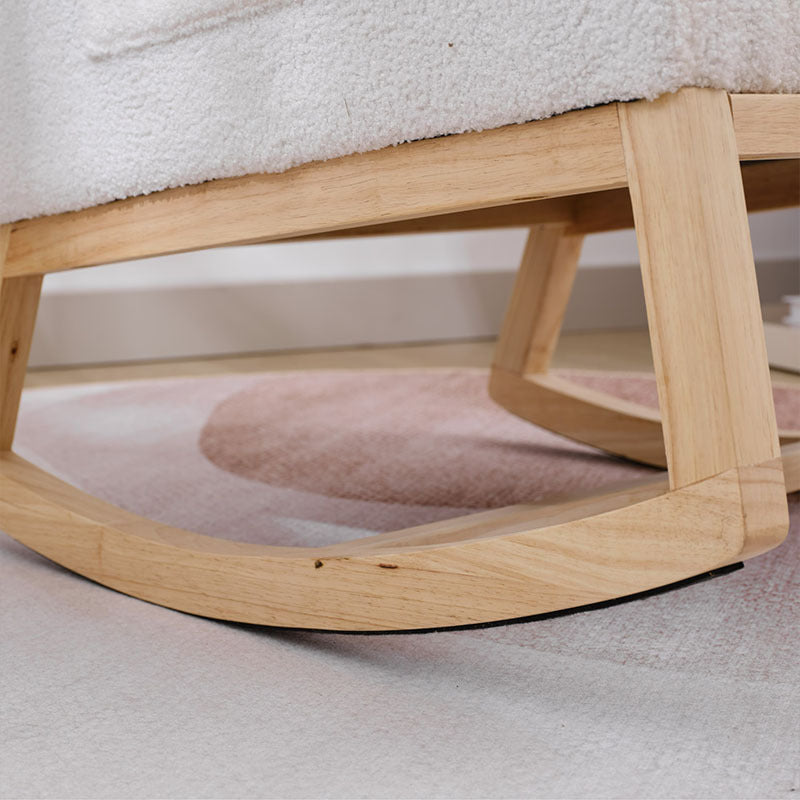 Modern Accent Rocking Chair Rocking Chair With Solid Wood Legs, Upholstered Nursery Glider Rocker, Comfy Armchair With Side Pocket, Living Room Lounge Arm Chair With High Backrest