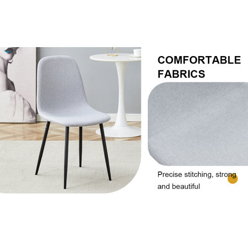 Comfortable Linen-Cotton Dining Chair Set — 6 Pieces, Light Gray