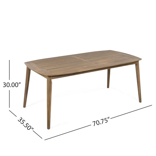 Acacia Wood Dining Table 8-Person Outdoor Table, Farmhouse Patio Table 70.75 in - Light Brown