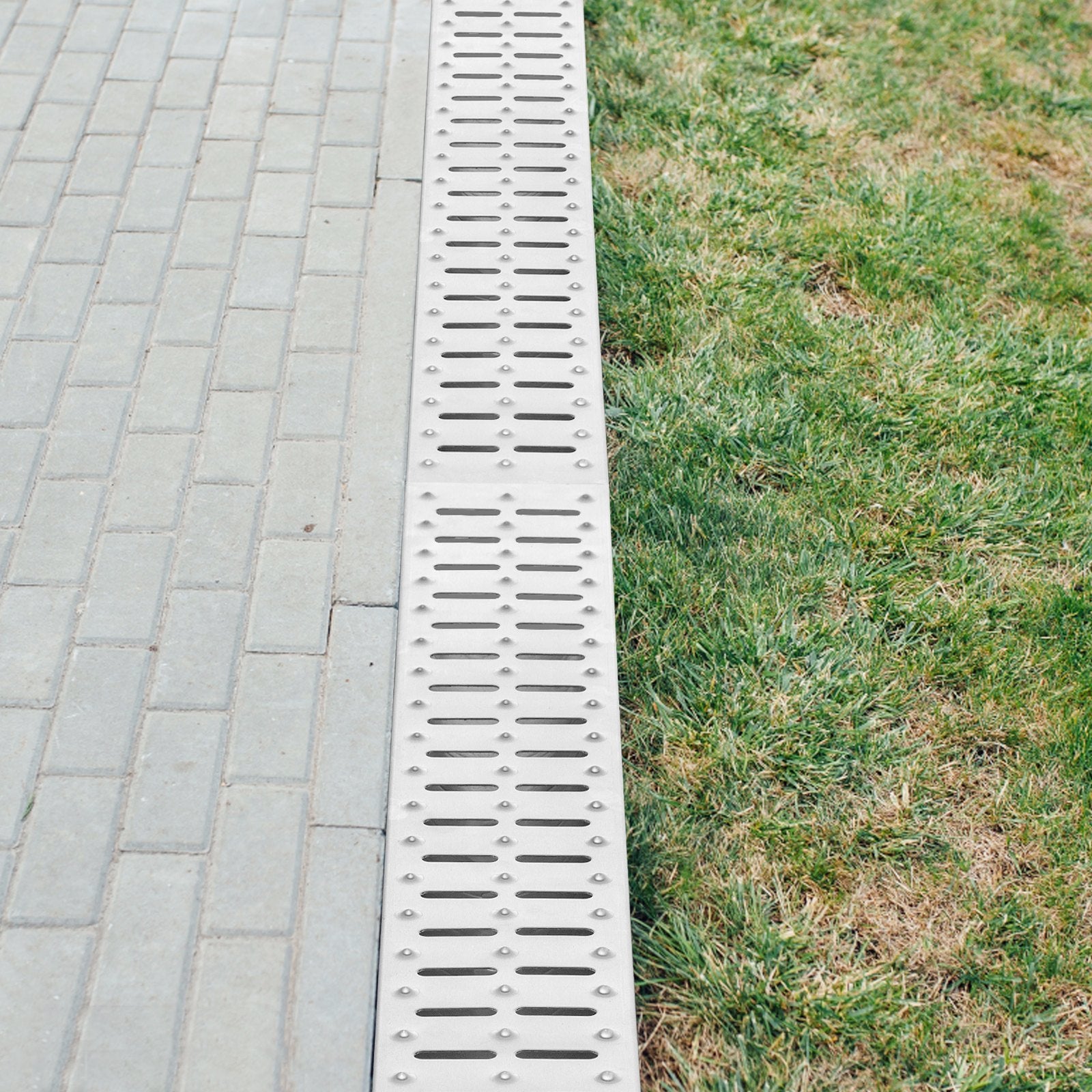 VEVOR Trench Drain System, Channel Drain With Metal Grate — 3-Pack (5.9 x 5.1 x 39.4 in)