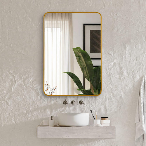 22x30 Silver Metal Framed Rectangular Bathroom Mirror - View 9