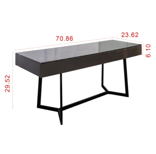 Modern Black 70.87 in Computer Desk — Y-Shaped Metal Legs