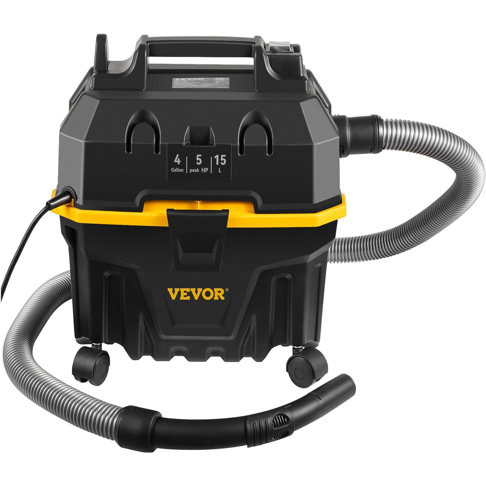 VEVOR 4 Gallon Wet Dry Vac — 5 Peak HP, 3‑in‑1 Shop Vacuum with Blower (Black)