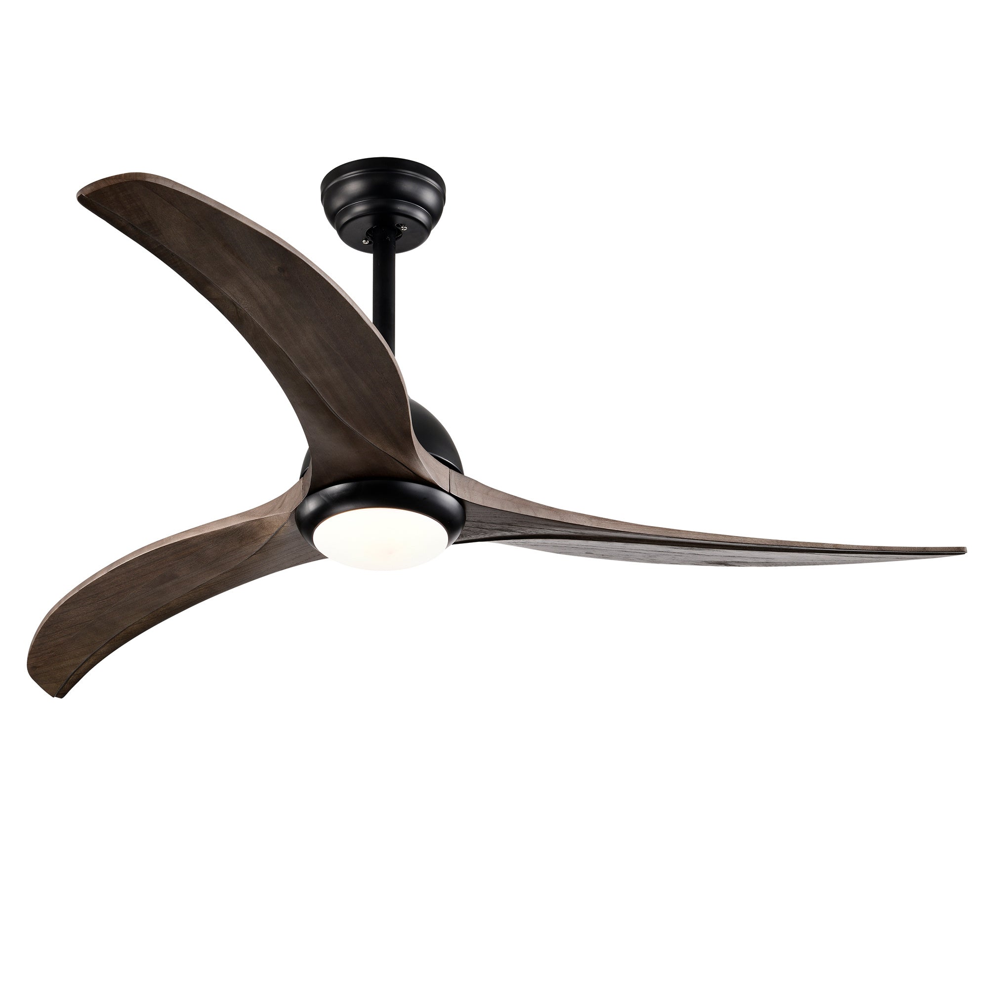 52" Ceiling Fan with Light & Remote — Indoor/Outdoor, Matte Black