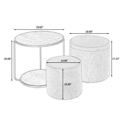 CYDD Multi-Functional Ottoman & Table Set with Storage Drum Stool