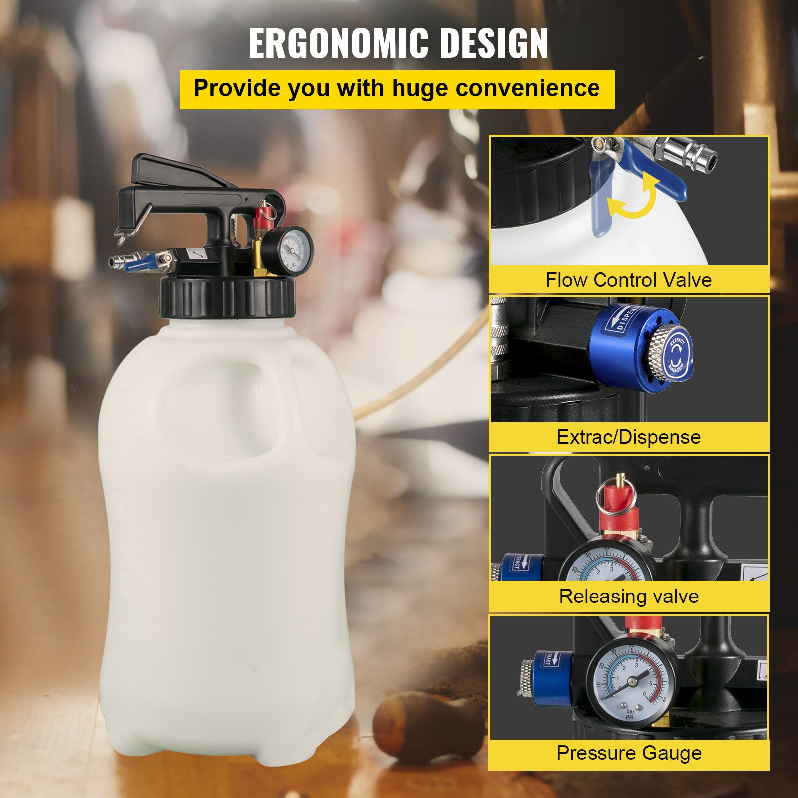 VEVOR Transmission Fluid Pump 2-Way Manual ATF Refill System – 10L, 14 Adapters