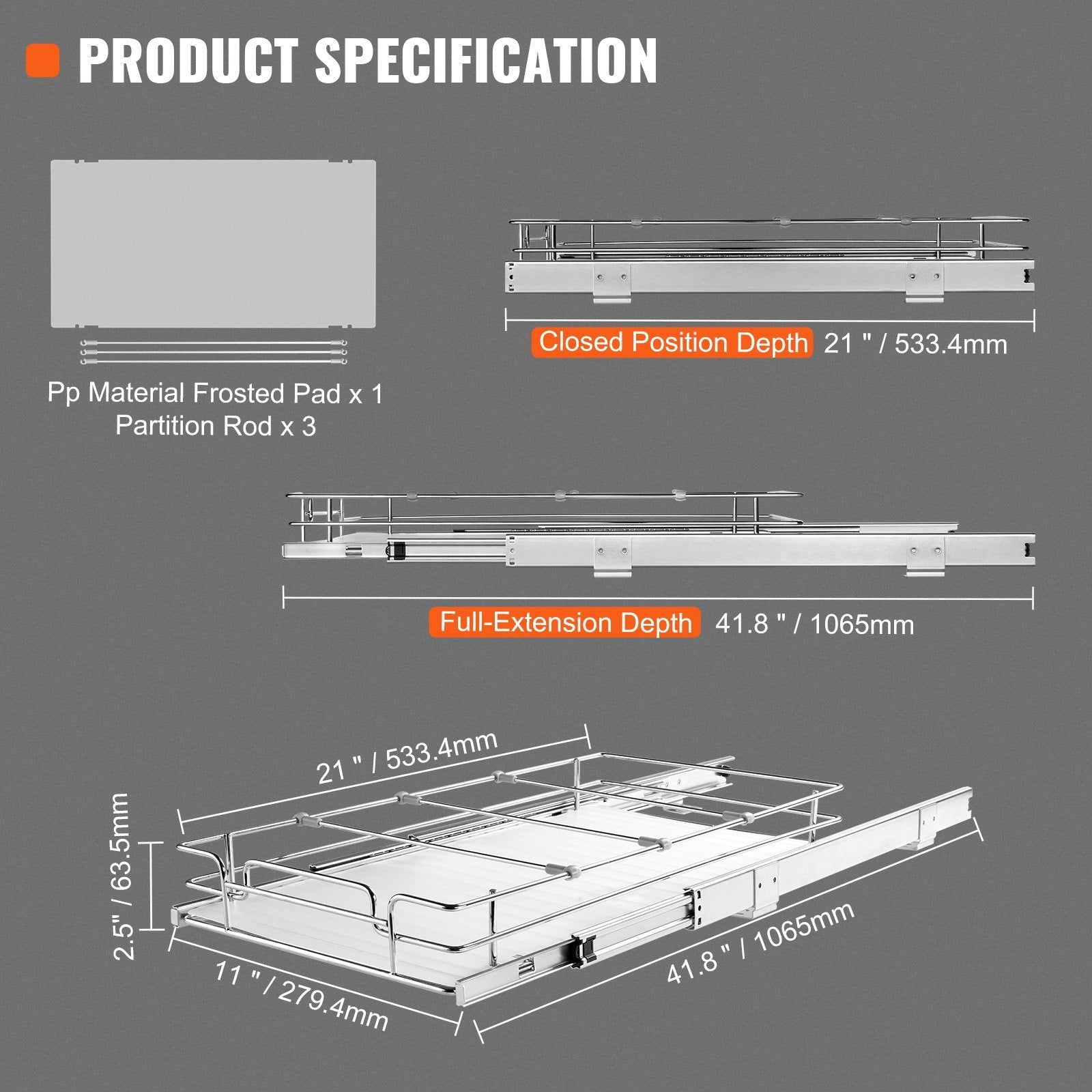 VEVOR Pull Out Cabinet Organizer, Heavy Duty Slide Out Pantry Shelves