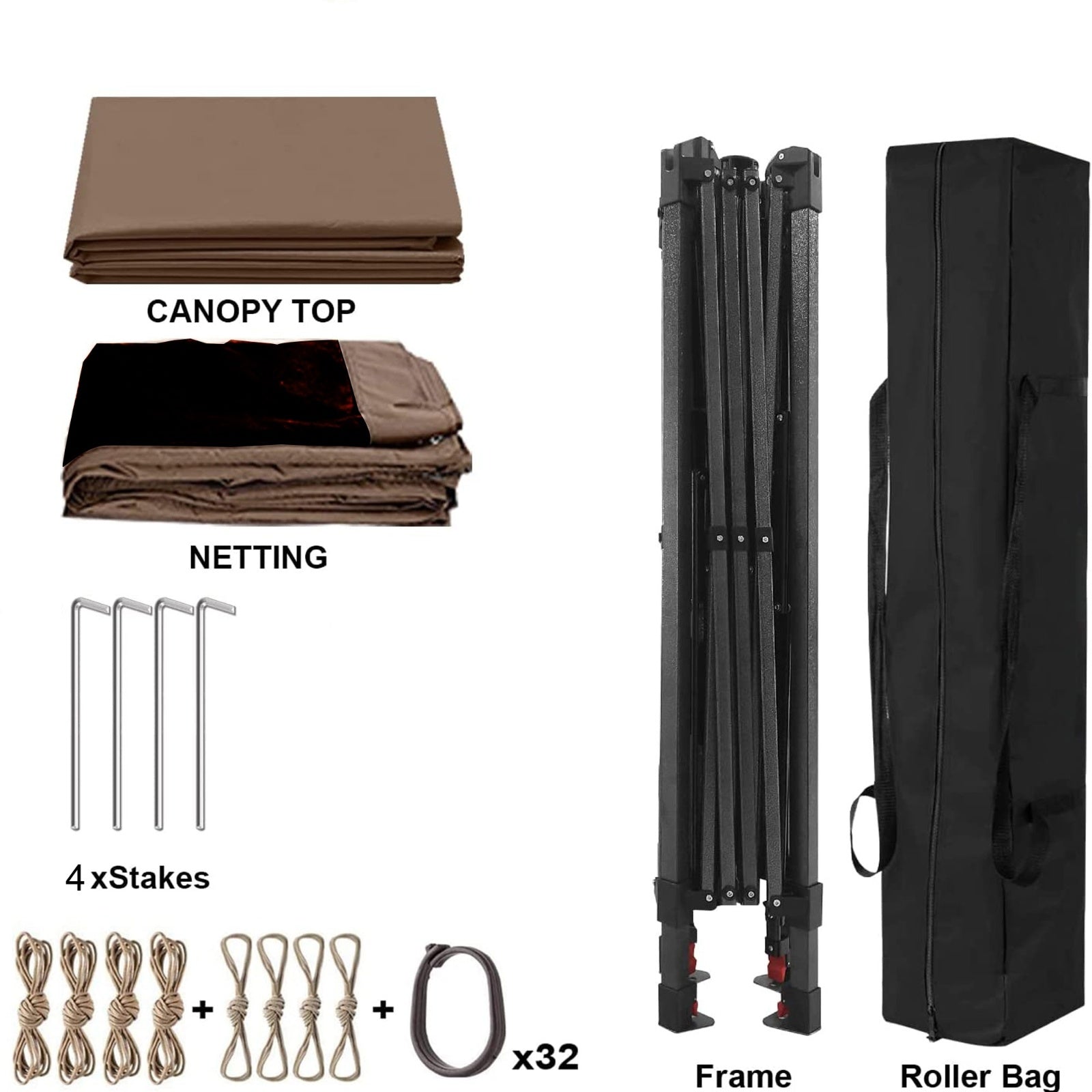 Outdoor 11x11 Ft Pop-Up Gazebo Canopy with Zipper Netting, 2-Tier Soft Top Tent - Brown