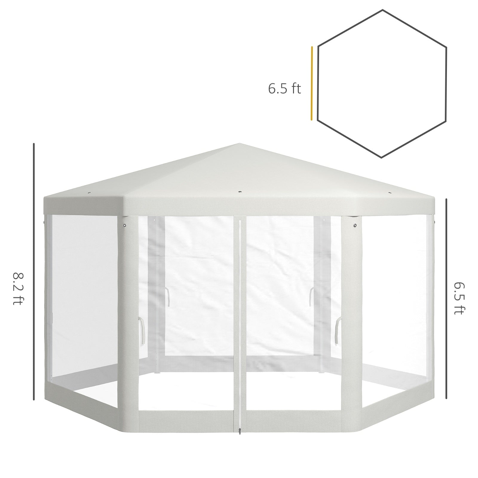 Outsunny 13' X 11' Outdoor Party Tent, Hexagon Sun Shade Shelter Canopy With Protective Mesh Screen
