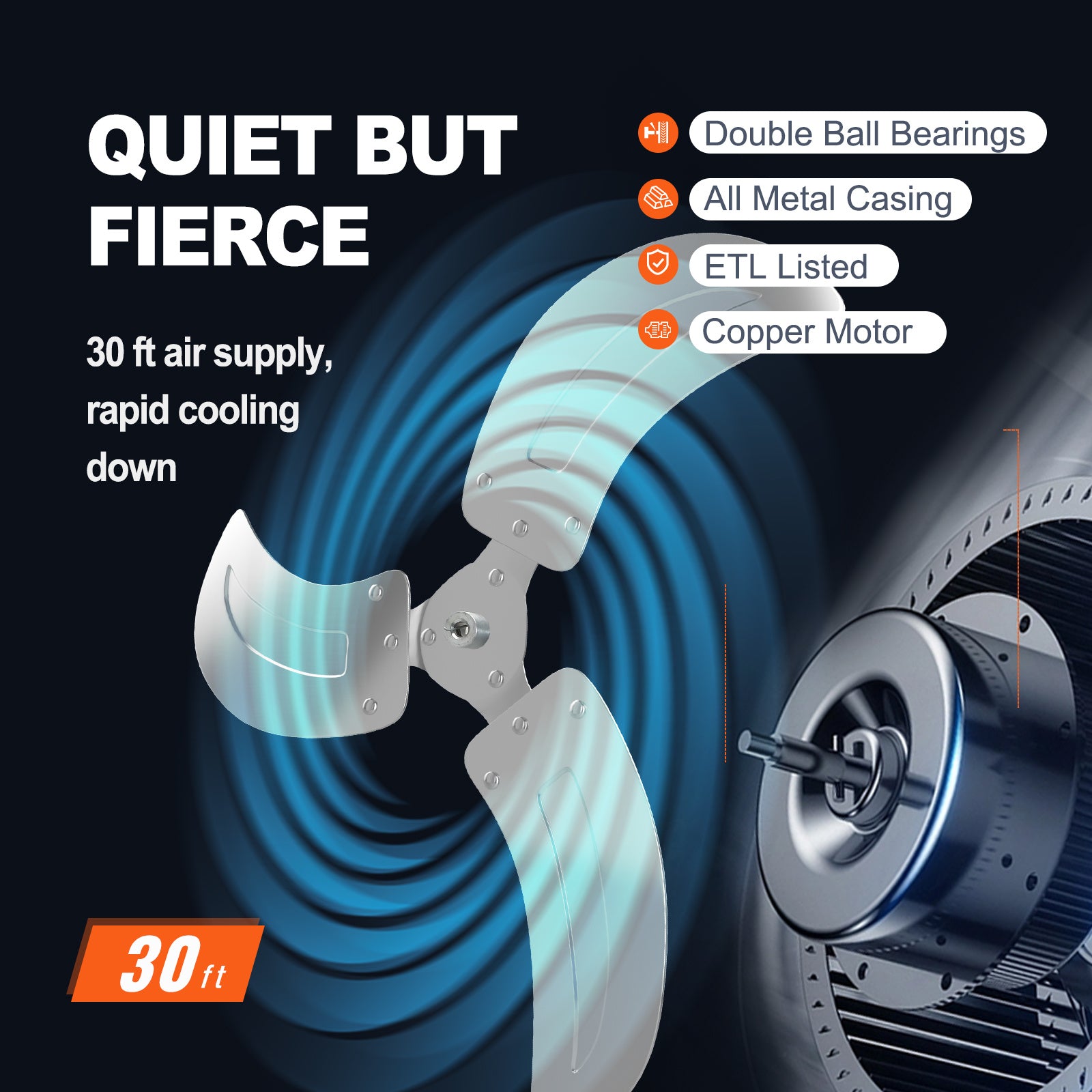 VEVOR Wall Mount Fan, 18 Inch, 3-speed High Velocity Max. 4000 CFM Oscillating Industrial Wall Fan, Commercial Or Residential, Black, ETL Listed