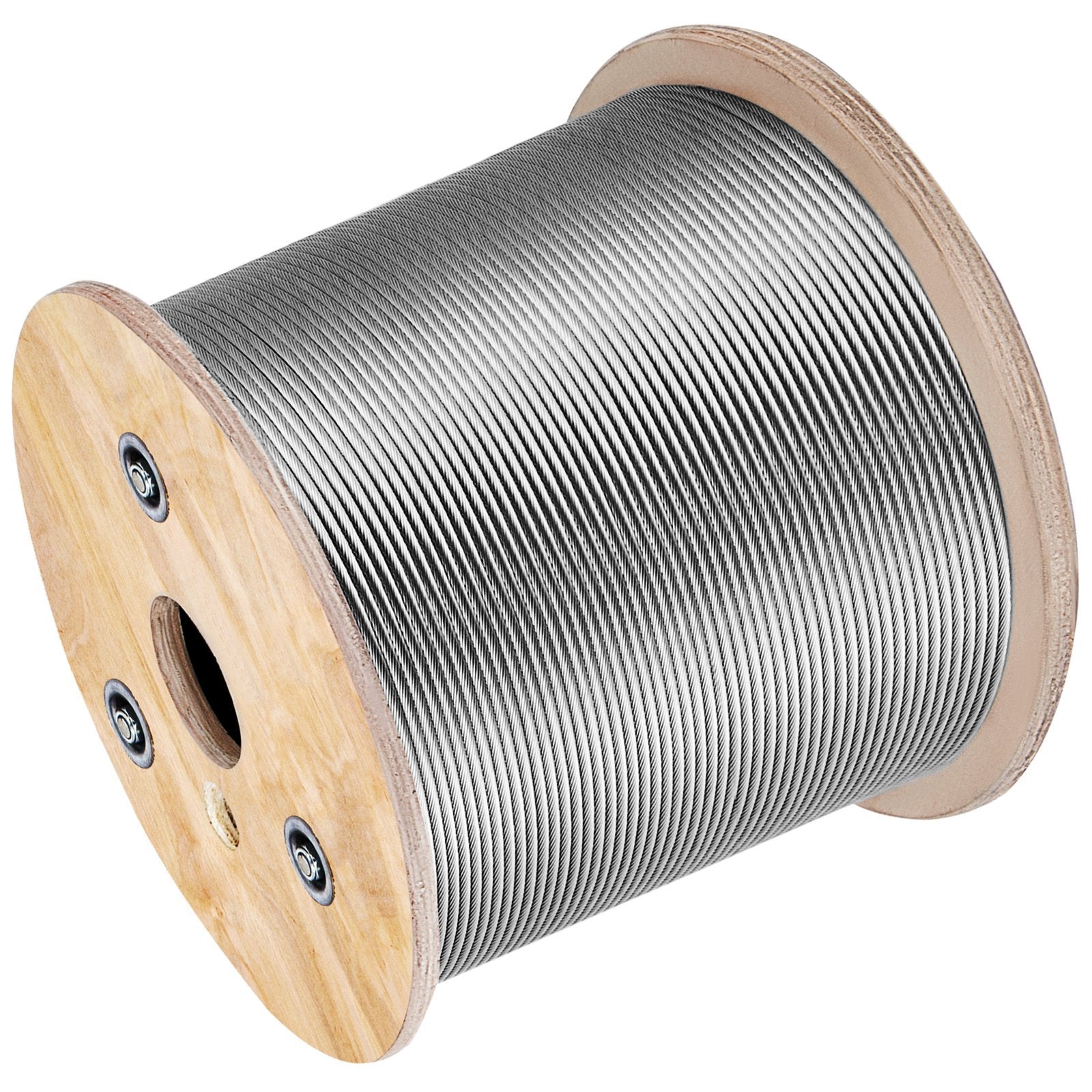 VEVOR 7x19 500ft T304 Stainless Steel Wire Rope Cable Reel — 3/16"