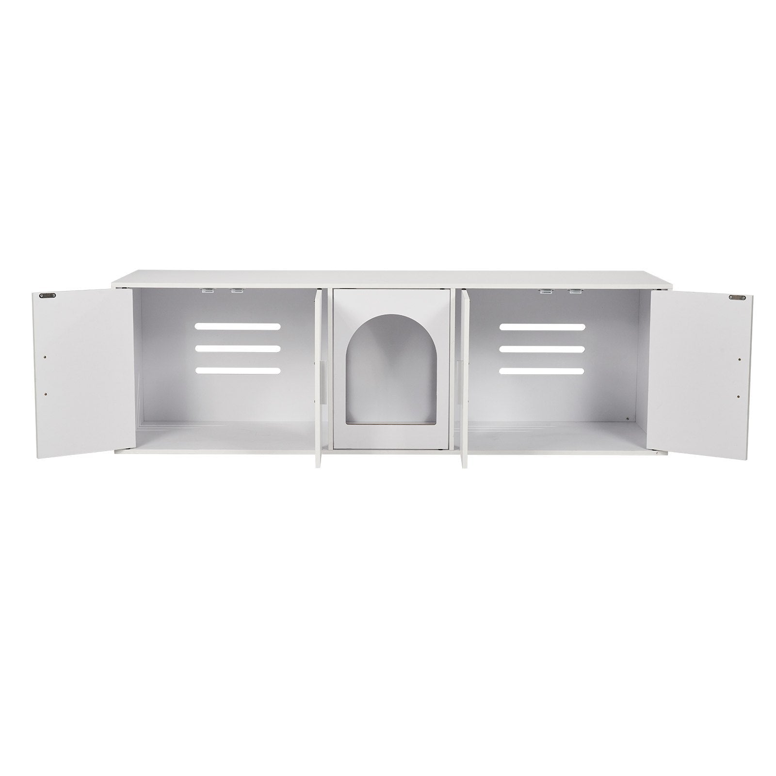 Cat Litter Box Furniture Enclosure – Hidden Bench Cabinet, White