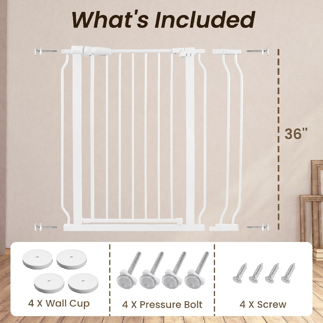 Only Supports Self Pickup  Extra Wide Baby Gate, Safety Dog Gate For Stairs, Easy Walk-through Self-closing Pet Gate For Houses, Doorways, White-grey