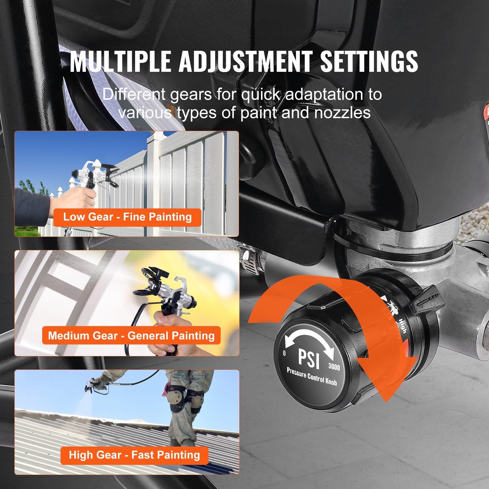 VEVOR Stand Airless Paint Sprayer, 3000PSI 750W