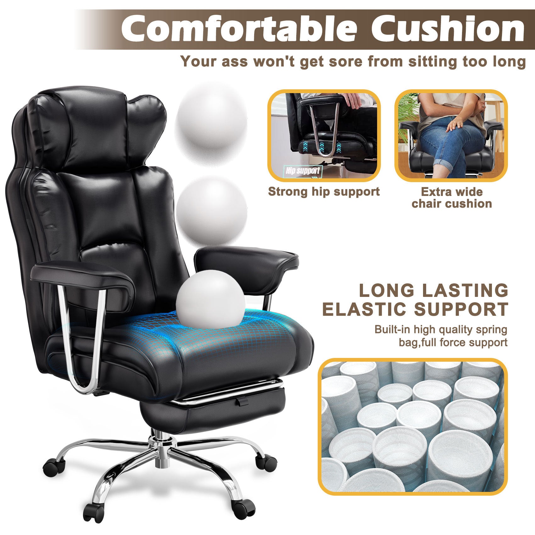 400lb Big And Tall Office Chair Black Cjfu2442203 - View 1