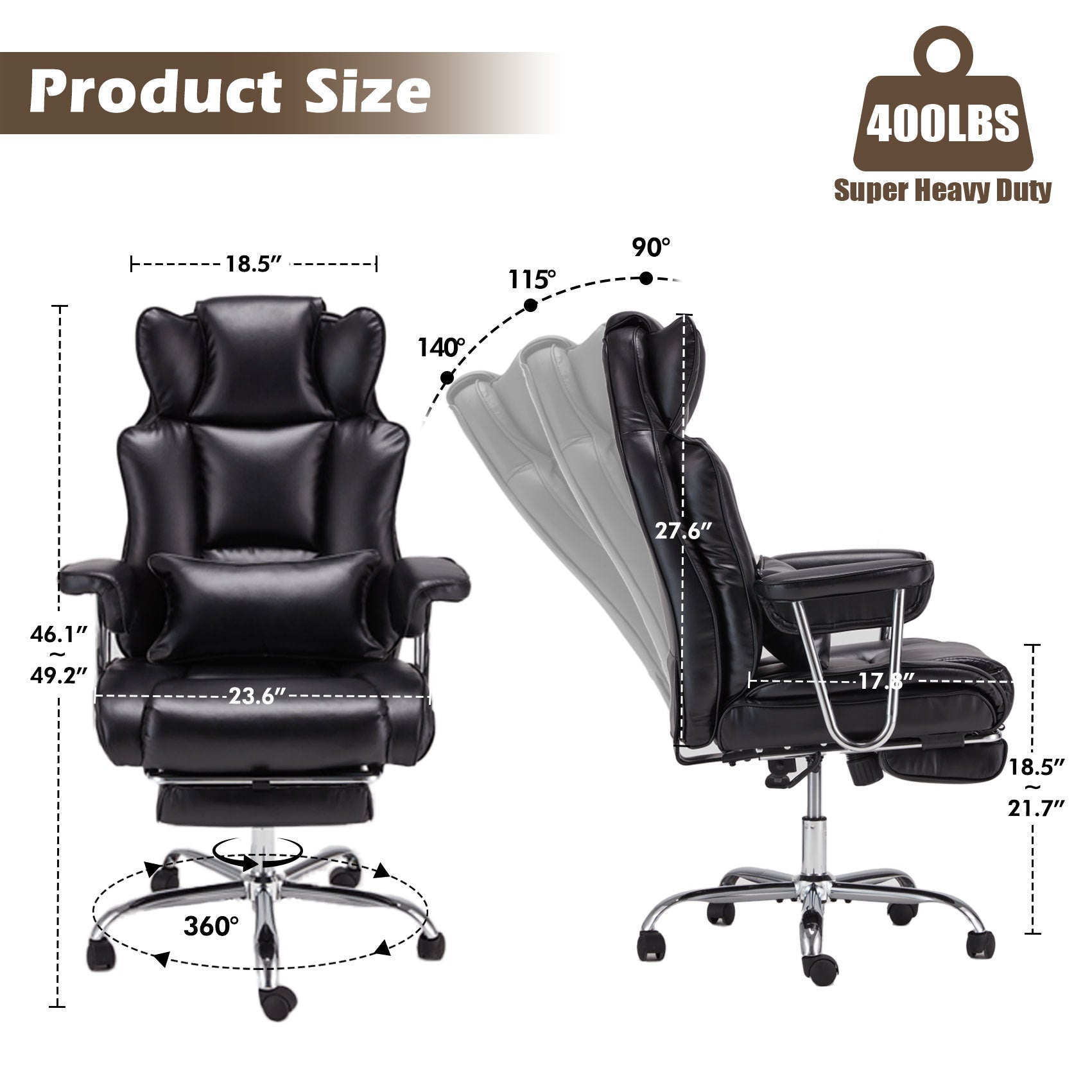 400lb Big And Tall Office Chair Black Cjfu2442203 - View 8