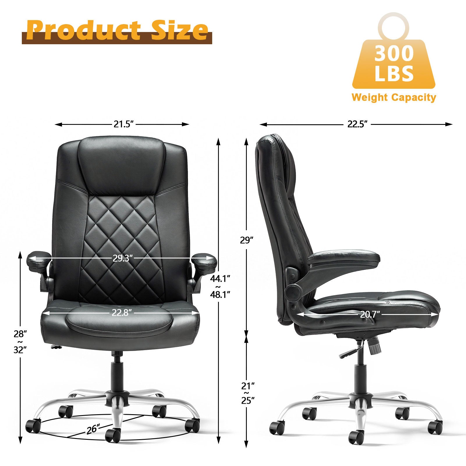 Leather Executive Office Chair Arm Rocking - View 8