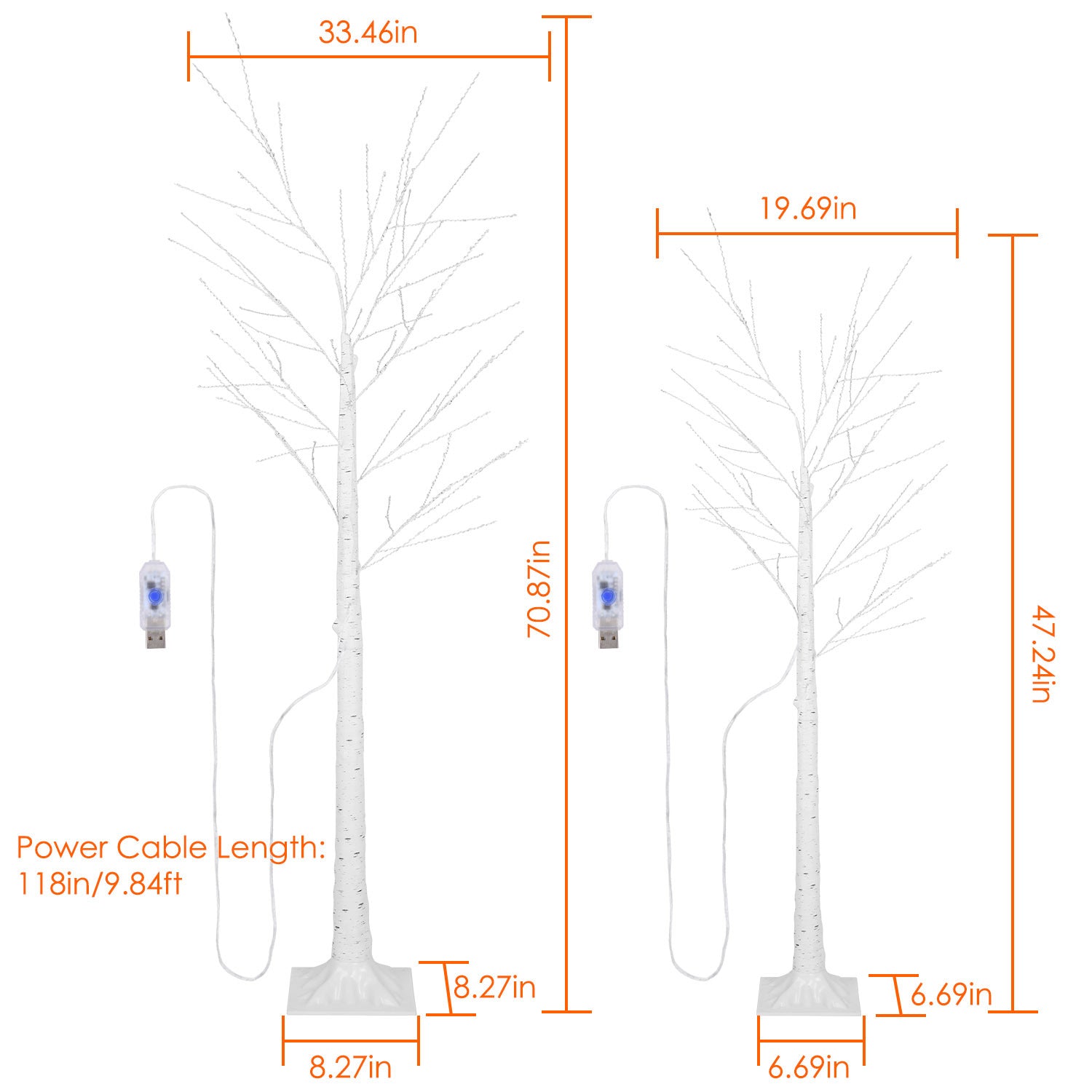 4FT-6FT Options -- 1Pc Lighted Birch Tree Artificial White Birch Twig Tree With 8 Warm White Lighting Modes For Wedding Party Christmas Holiday Festival Home Decoration