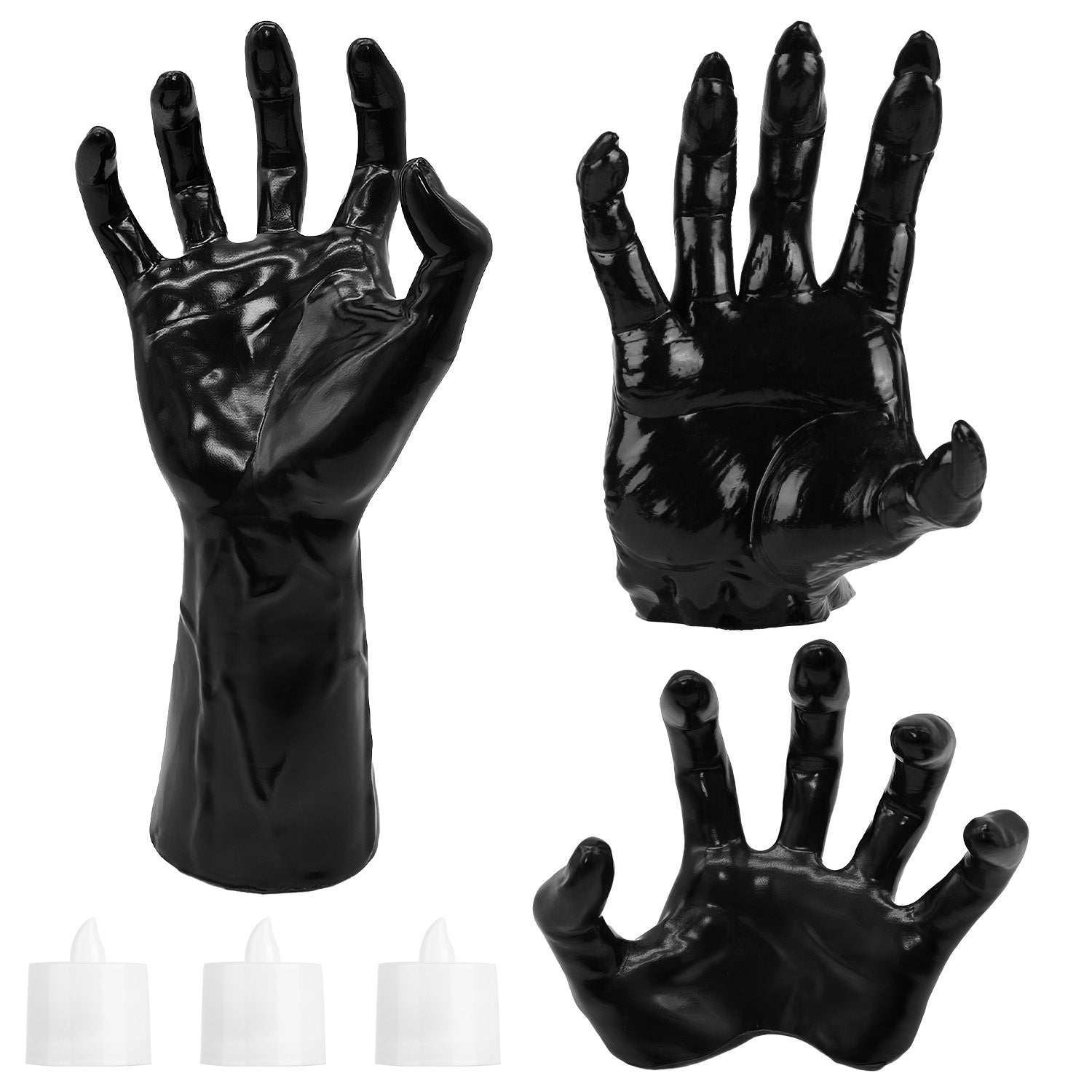 3Pcs Creepy Reaching Hands with Lighted Candles - Halloween Wall Decor