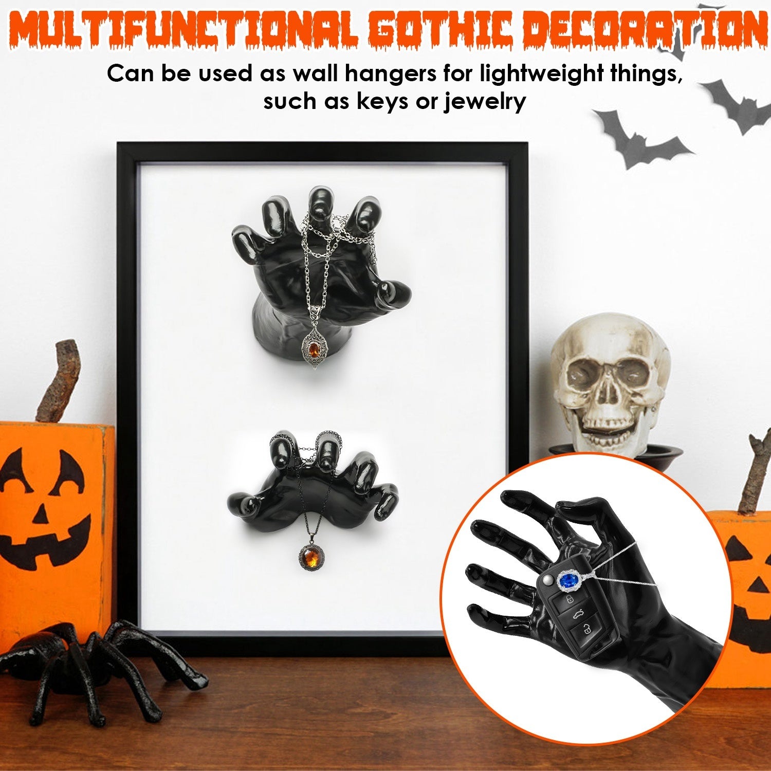 3Pcs Creepy Reaching Hands with Lighted Candles - Halloween Wall Decor