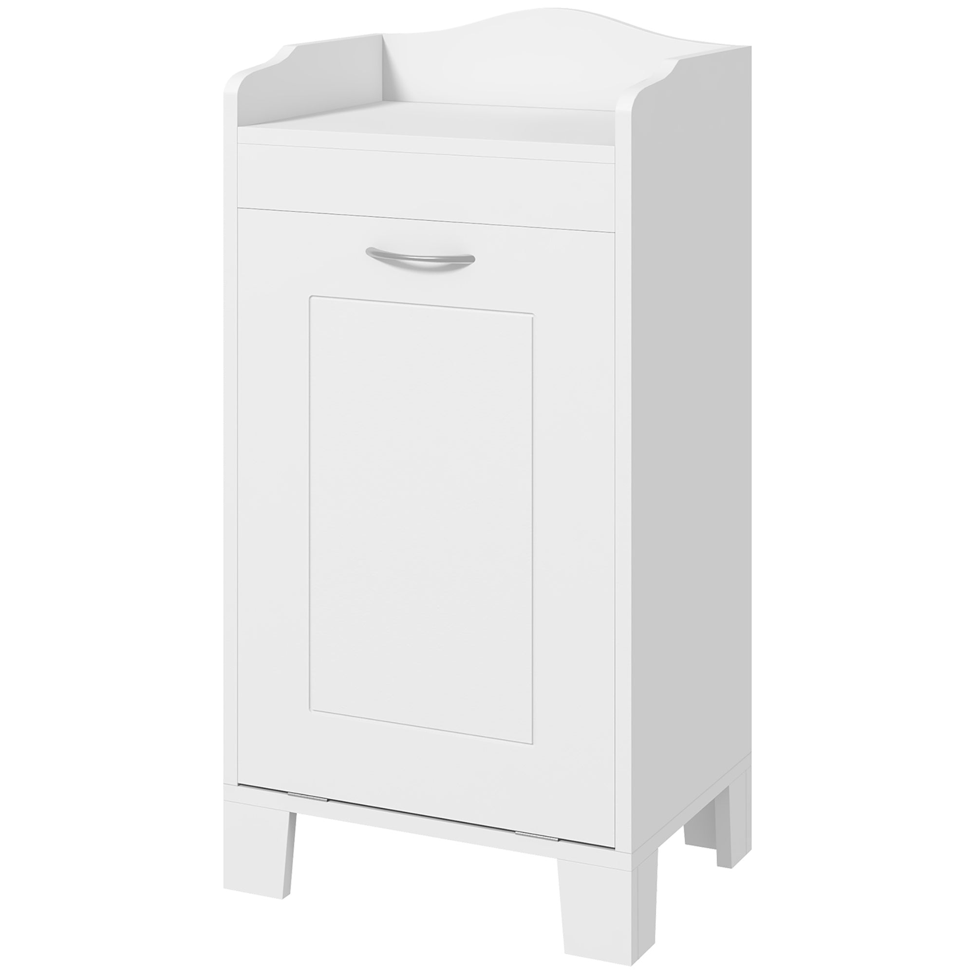 31 Tilt Out Laundry Hamper, Free Standing Bathroom Storage Cabinet Home Organizer - White