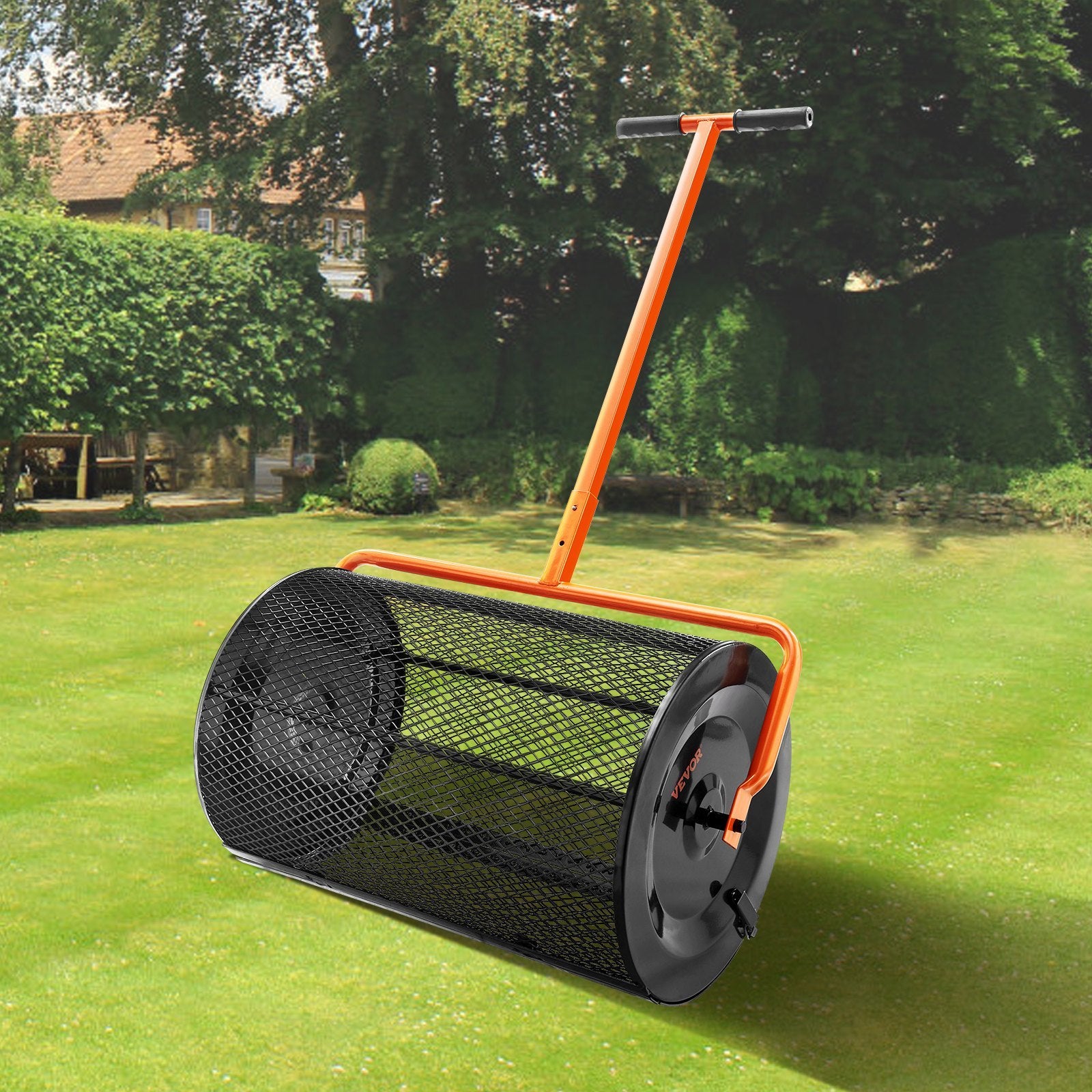 VEVOR Compost Spreader Peat Moss Spreader 24 Inch — Height Adjustable Lawn & Garden Spreader