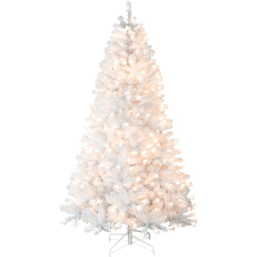 Prelit 7.5 / 9 ft White PVC Christmas Tree - Memory Wire