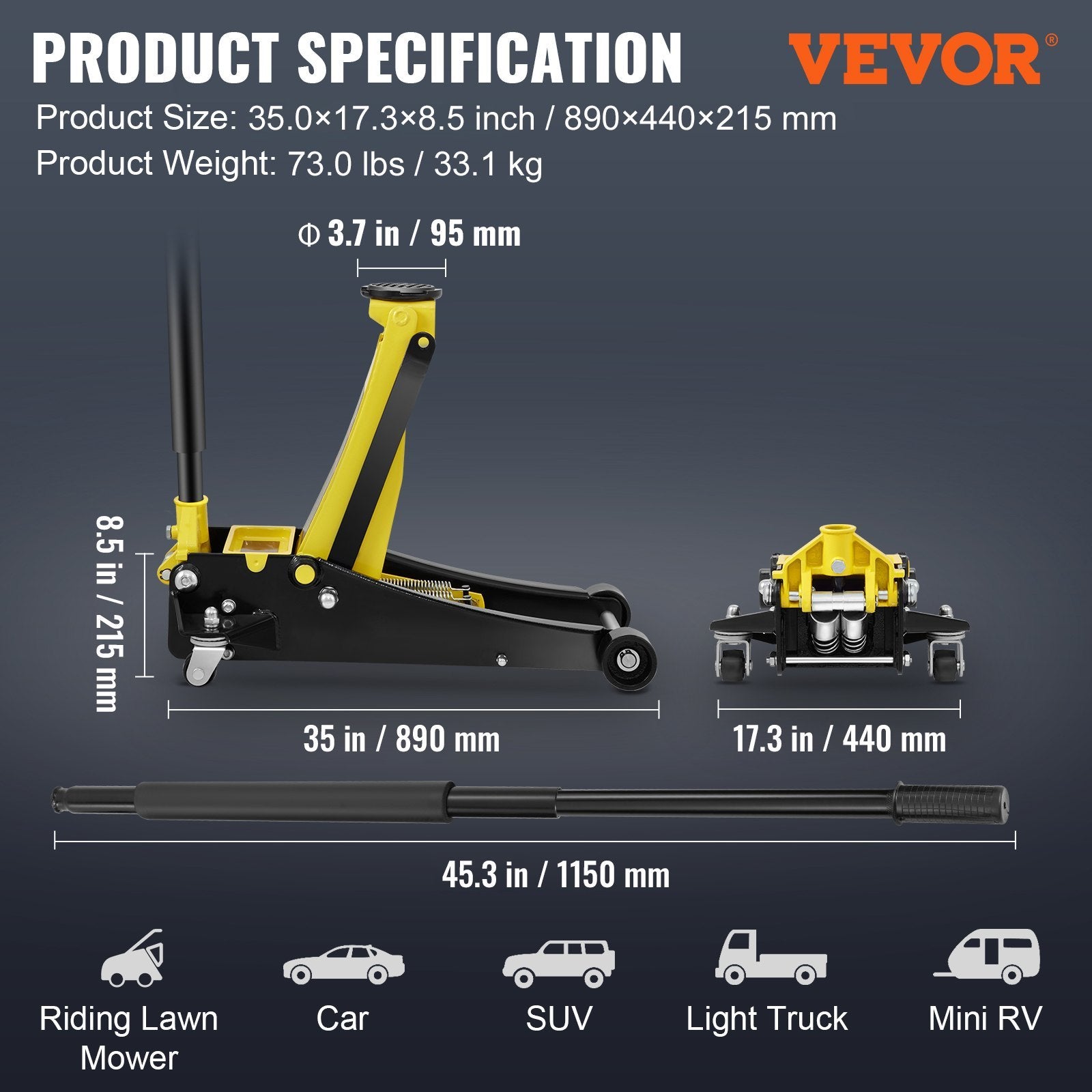 VEVOR Floor Jack, 3 Ton Low Profile Hydraulic Floor Jack