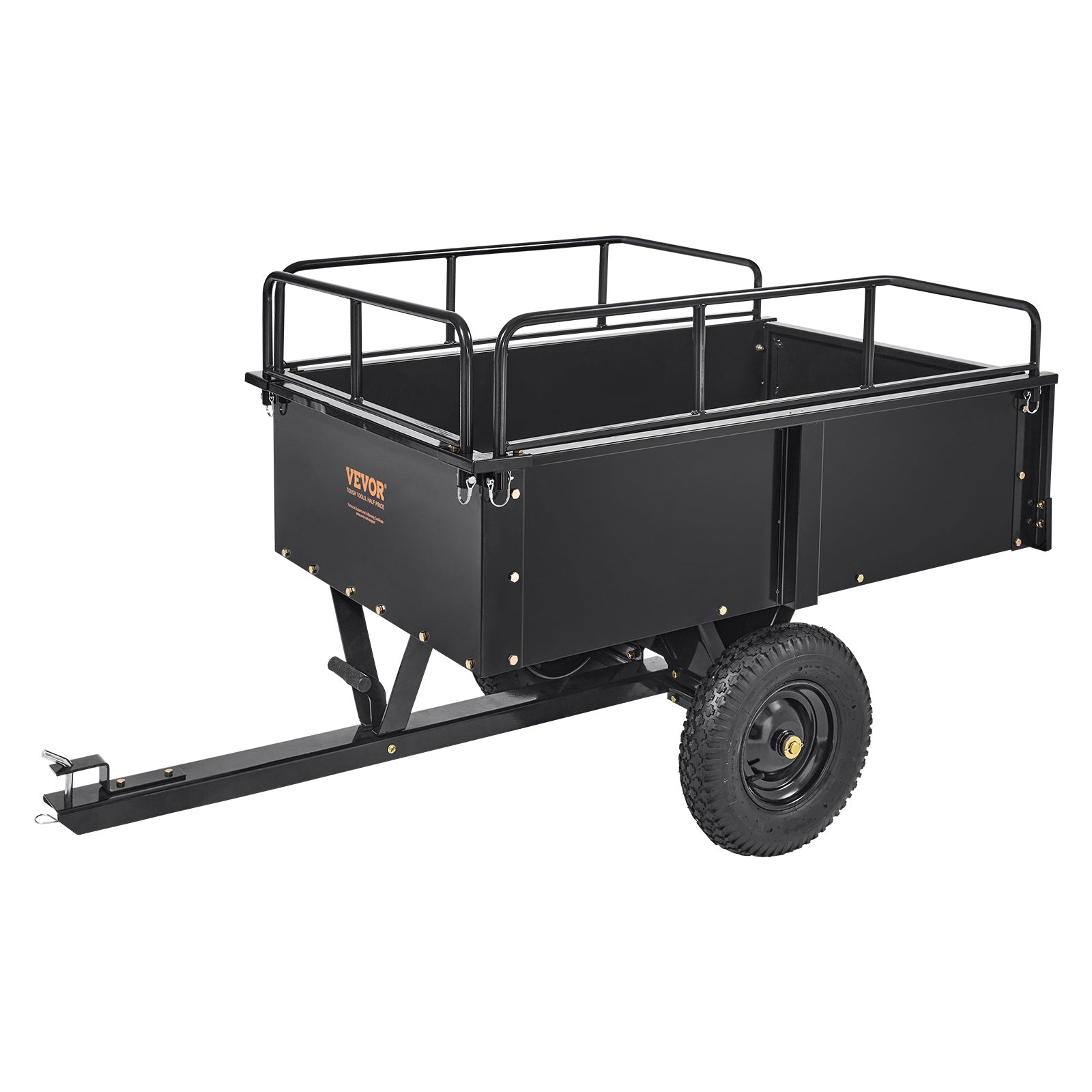 VEVOR Heavy Duty ATV Trailer Steel Dump Cart, 750-Pound 15 Cubic Feet