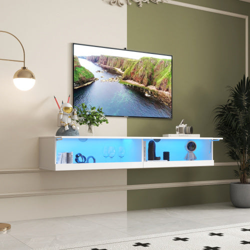 Cydd 180 Wall Mounted Floating 80 Tv Stand Led Charging Station - View 8