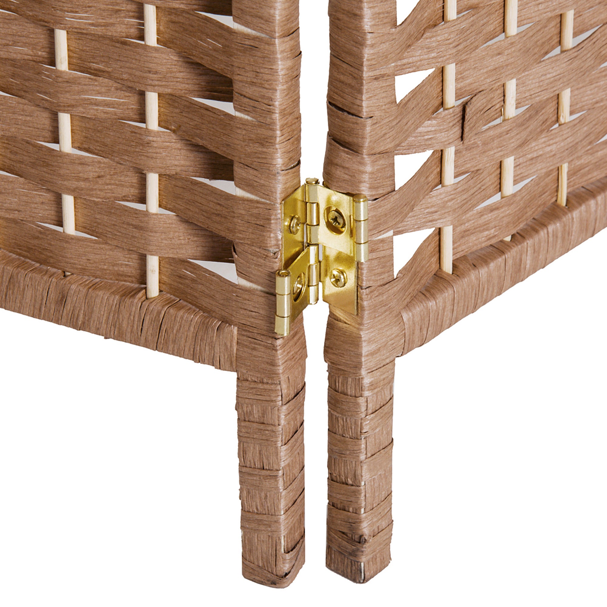 6 Panel Wicker Room Divider 6' Tall Privacy Screen - Natural Brown