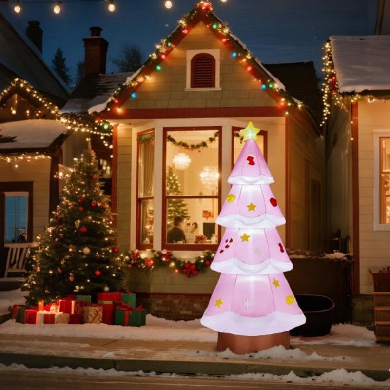 7.2FT Lighted Pink Inflatable Christmas Tree