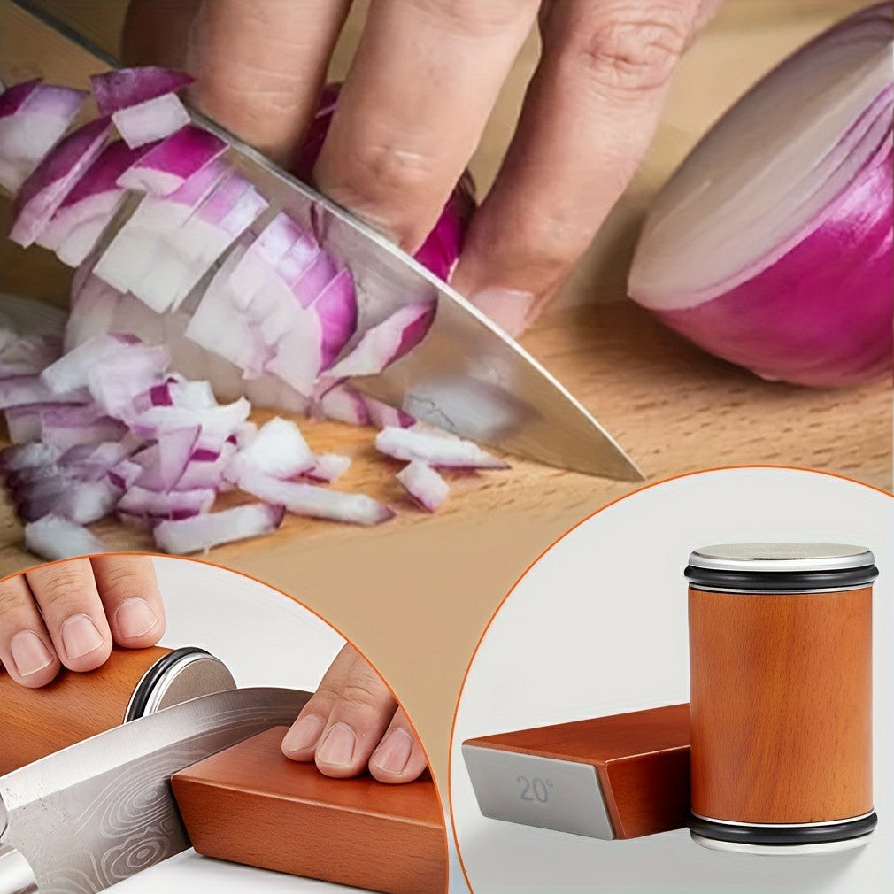 Roller Knife Sharpening Kit with Diamond & Ceramic — Dual-Grind Tumbler Sharpener