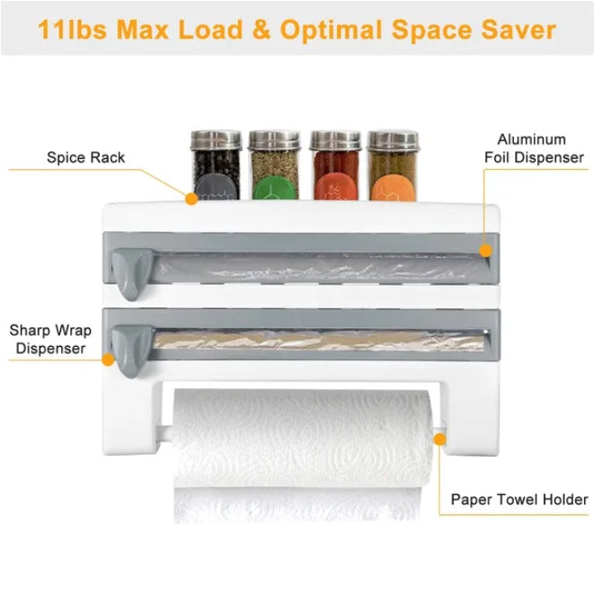 Kitchen Roll Distributor — Paper Roll Holder & Plastic Film/Foil Organizer (dbjjj)