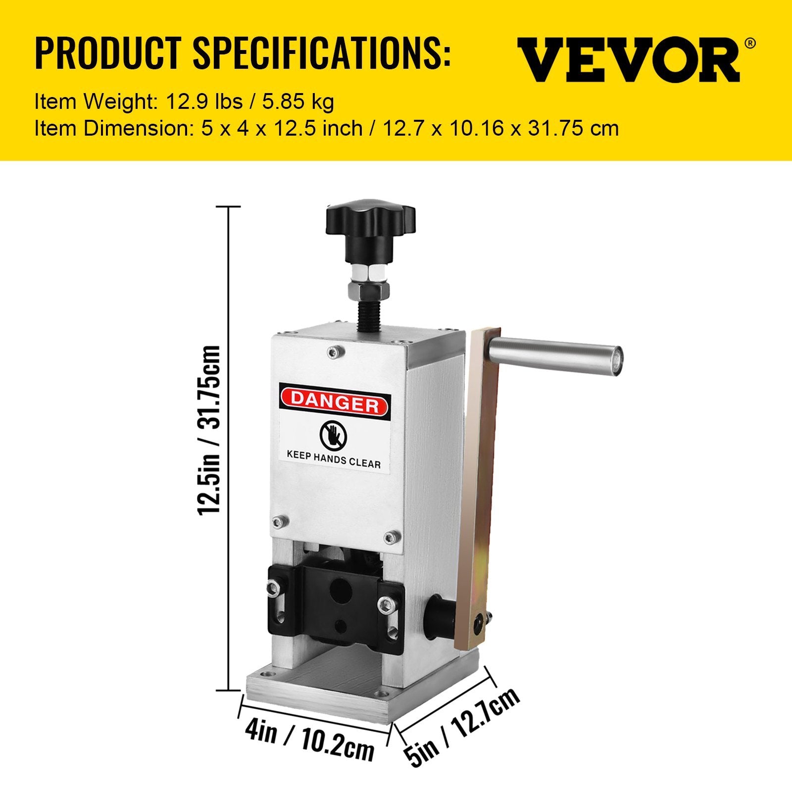 VEVOR Manual Wire Stripping Machine 0.06-0.98 Inches, Wire Stripper Machine With Hand Crank Portable, Wire Stripping Tool Aluminum Construction,for Scrap Copper Recycling