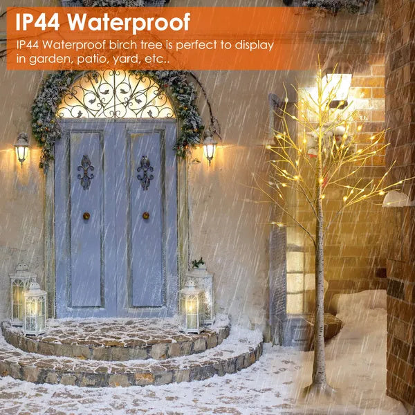 Lighted Birch Tree Artificial White Birch Twig Tree with 8 Warm White Lighting Modes & 6H Timer