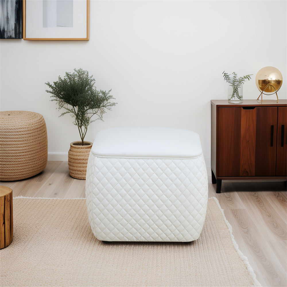 Scratch-Resistant Diamond Tufted Ottoman, 19.5x15.5x18 Inch Pet-Friendly Accent Stool