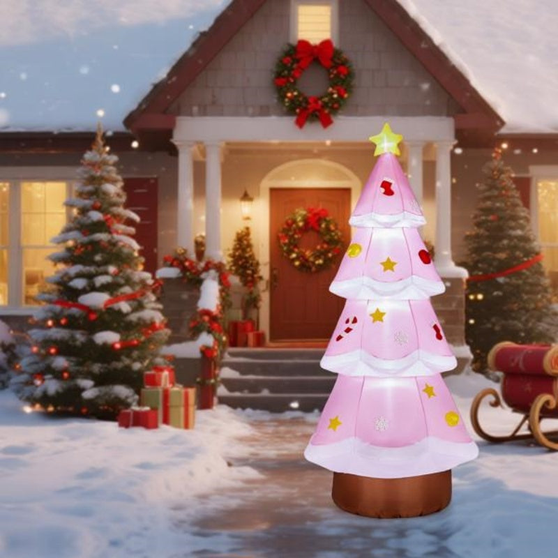 7.2FT Lighted Pink Inflatable Christmas Tree
