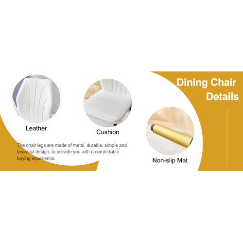 4 Modern Dining Chairs With Stylish PU Patterned Backrest And Black Metal Legs — Set of 4