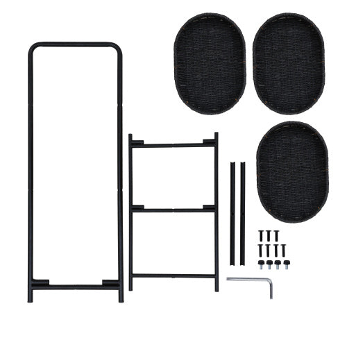 Small Handwoven Side Tables 3-Tier Oval Organizer Portable Storage Shelf For Kitchen, Living Room, Bedroom, Balcony, Picnic - Black