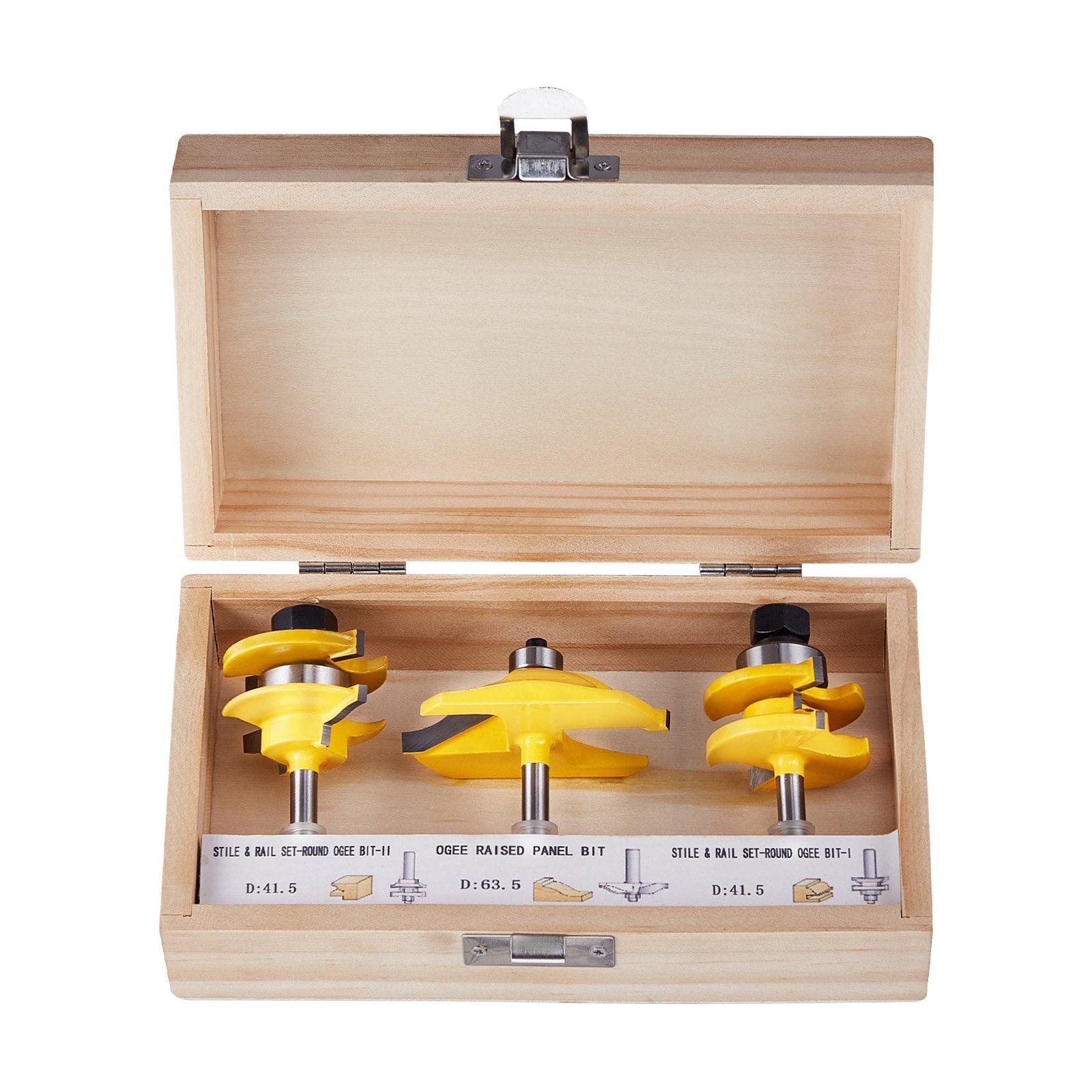 VEVOR 3-Piece Carbide Router Bit Set with 1/4" Shank & Carrying Case