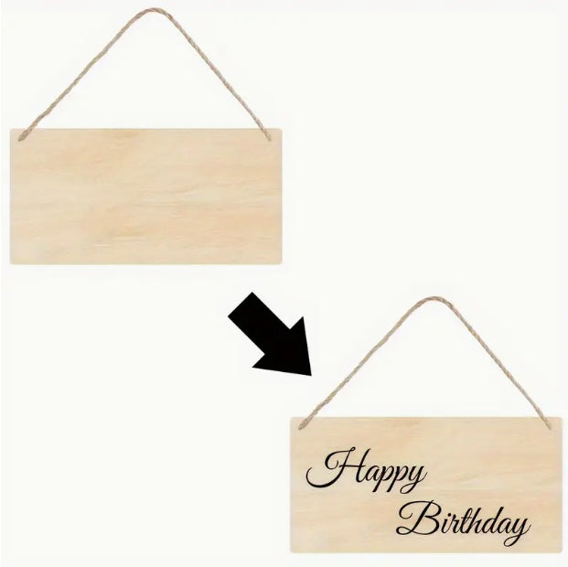 Unfinished Poplar Wood Sign With Rope - DIY Handmade Wooden Sign