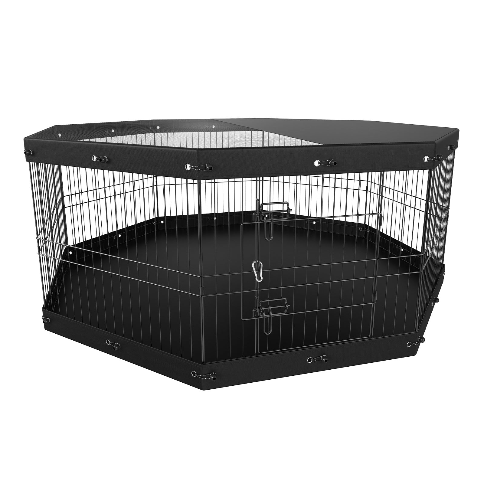 VEVOR Dog Playpen, 8 Panels Foldable Metal Dog Exercise Pen with Top Cover & 600D Oxford Bottom Pad, 24in H - 63" x 63"