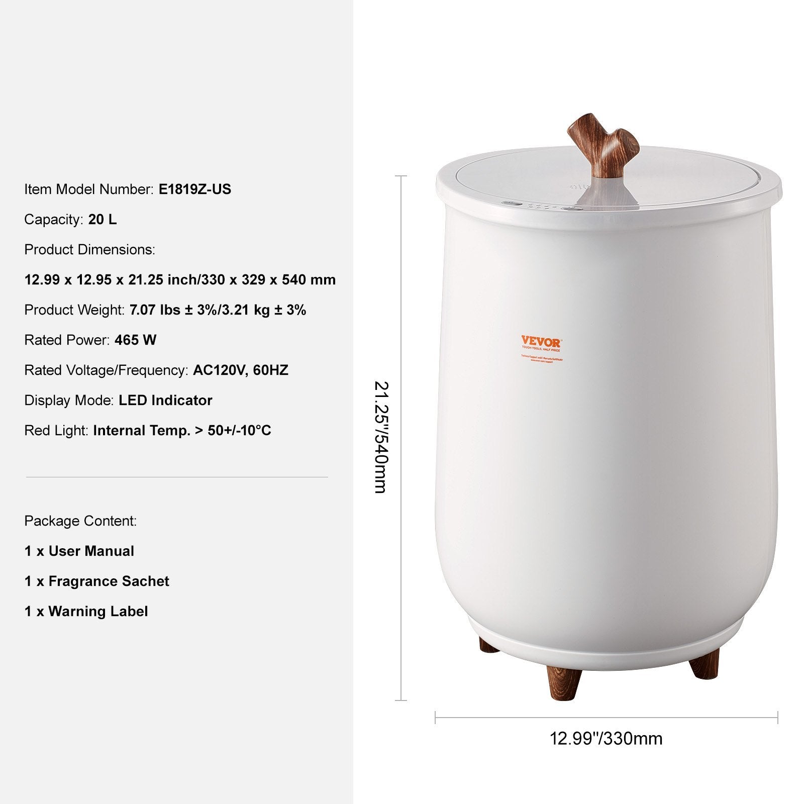 VEVOR 20L Towel Warmer Bucket – Auto Shut-Off, 4-Level Timer